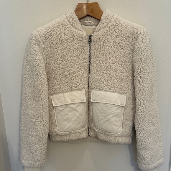 Lucky Brand Off-White Sherpa Bomber Jacket - Picture 5 of 6